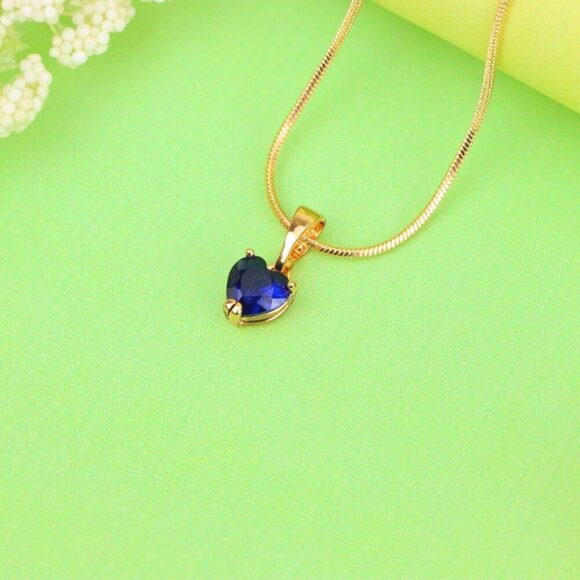 "Heart-Shaped Dark Blue Pendant with Rose Gold Finish, XPPT1321 - Picture 12 of 13